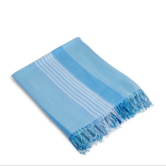 NWOT Vera Bradley Soft Woven Throw Blanket Blue Tonal Stripe 65” X 56” - Picture 2 of 9